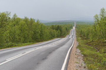 Long hilly road in Finland