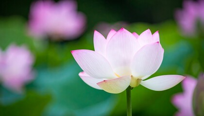 A Close-Up of a Serene Pink Lotus Flower in Full Bloom at a Pond