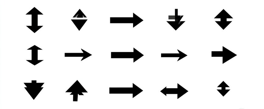 Grid of various black arrows, up, down, and directional