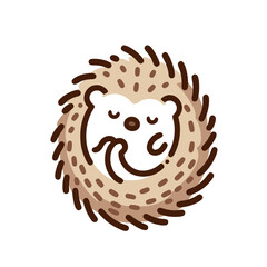 Cute Cartoon Hedgehog Illustration with Brown Spikes.