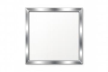 Metallic square border framing a blank white space, perfect for showcasing designs or images on a transparent background