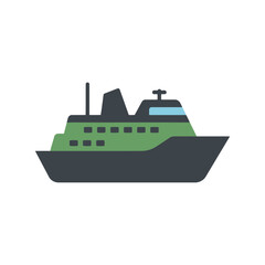 Fototapeta premium Green ferry boat vector illustration passenger ship maritime transport nautical vessel sea travel icon isolated eps graphic