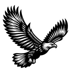Fototapeta premium Majestic Black and White Eagle in Flight Illustration.