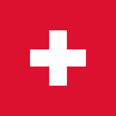 Fototapeta premium Official national flag of Switzerland with a white cross on a red square field.