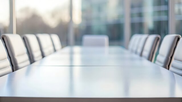 Close-up of modern conference table — ready for collaborative business discussion