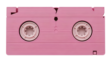 Isolated pink VHS tape on white background