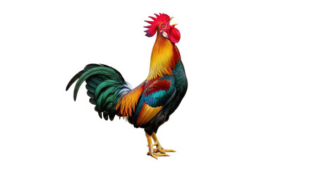 Isolated Colorful Rooster Crowing