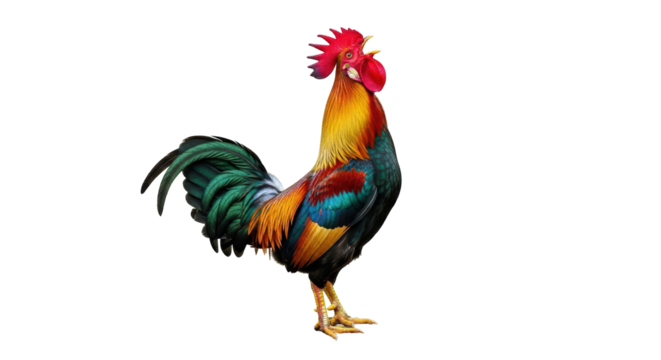 Isolated Colorful Rooster Crowing