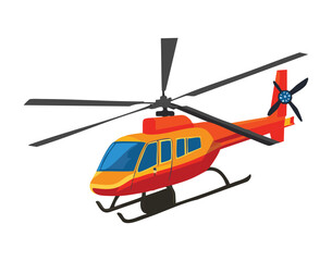 Vibrant Red and Orange Helicopter Cartoon Illustration with Playful Style, Perfect for Children's Books and Educational Content