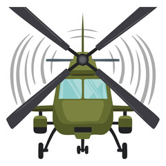 Illustration of a Military Chopper with Vibrating Rotor Blades