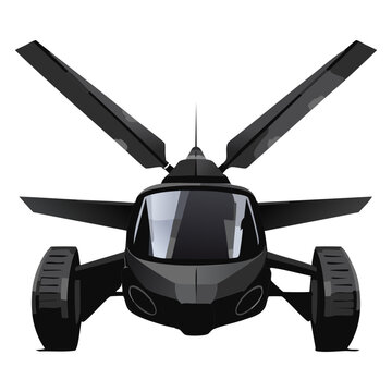 Futuristic Black Assault Helicopter with a Unique V-Tail and Four Main Rotor Blades, Emphasizing Cutting-Edge Air Combat	