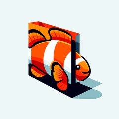 Vibrant 3D Clownfish Illustration with Bold Colors.