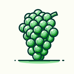 Vibrant Green Grapes Bunch Cartoon Illustration.