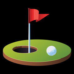 Golf Course Green with a Ball and Flag