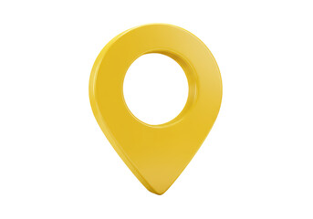 Isolated Glossy Yellow 3D Map Pin for Location and Navigation