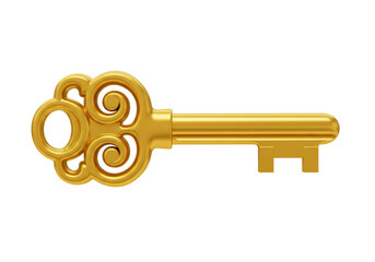 Isolated Ornate Vintage Golden Key Symbolizing Opportunity and Access