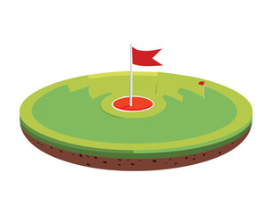 Illustration of a flat, layered, cross-section of a golf hole
