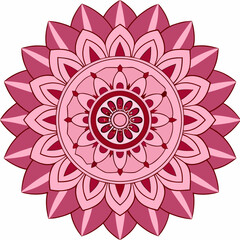 Intricate pink mandala design with geometric petal patterns and central circular motif isolated on white background isolated on transparent background