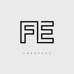 FE Creative Letter Logo – Minimal Line Monogram in Black Outline for Modern Branding Identity Design.