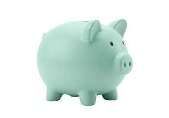 Isolated Mint Green Ceramic Piggy Bank for Savings and Financial Planning