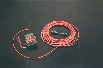 solar panel, electrician tools, red cable, installation equipment, renewable energy