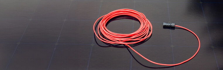 solar panel, electrician tools, red cable, installation equipment, renewable energy
