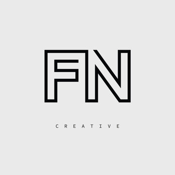 FN Creative Letter Logo &ndash; Minimal Line Monogram in Black Outline for Modern Branding Identity Design.