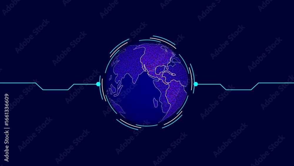 Poster futuristic digital globe with glowing lines and abstract network background earth world