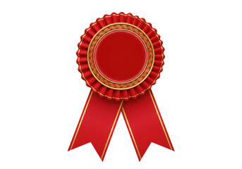 Isolated Red and Gold Prize Ribbon Rosette for First Place Winner