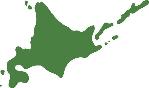 手描きのゆるい北海道の地図イラスト