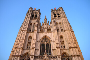 Roman Catholic Cathedral of St. Michael and St. Gudula in central Brussels, Belgium