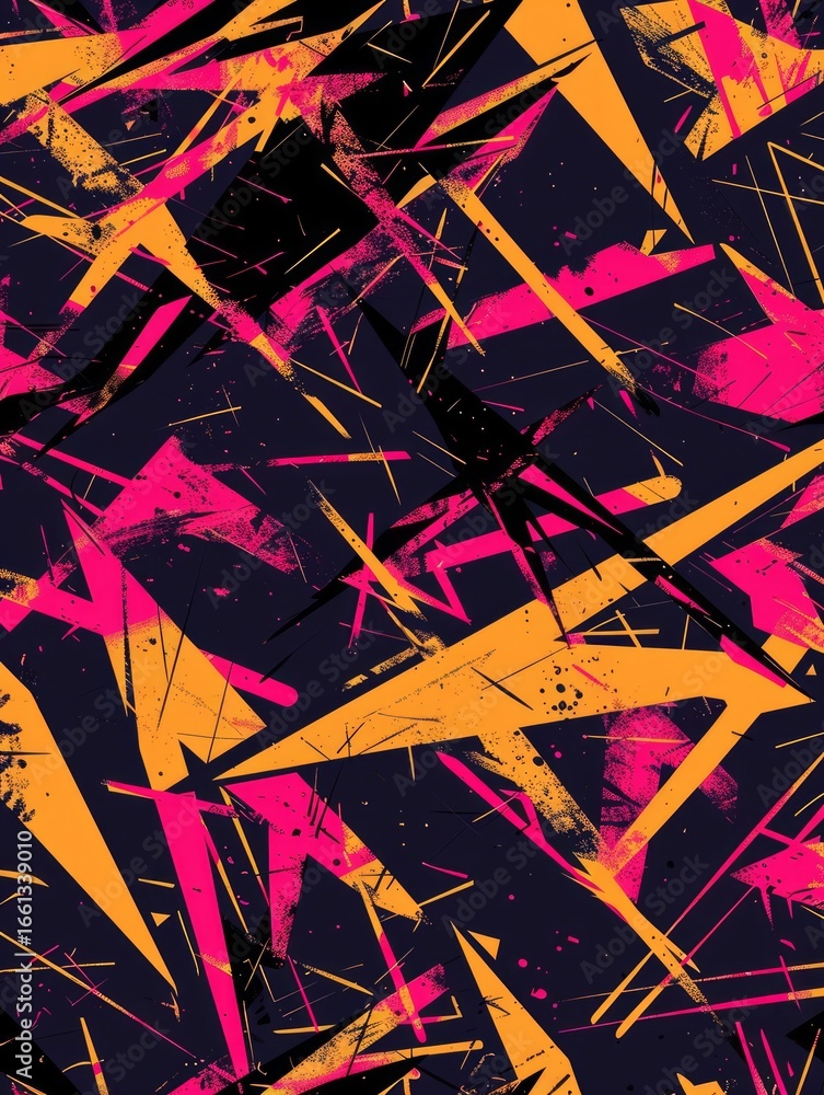 Poster the image showcases a vibrant and abstract geometric pattern filled with sharp, angular shapes