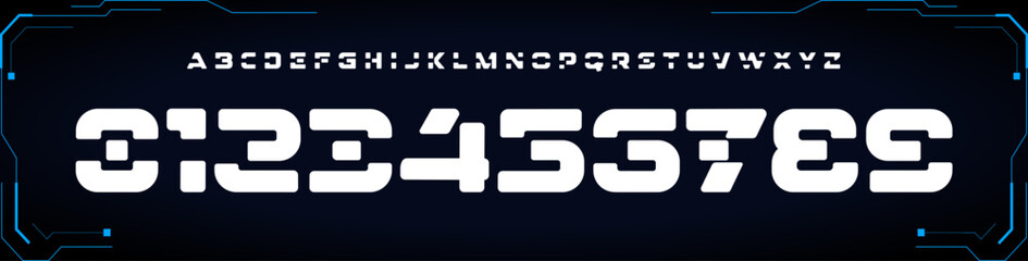 Futuristic bold typeface with geometric cuts. Designed for racing scores, esports logos, hockey soccer league jerseys, fast game UIs, sci-fi posters, digital speed headlines, numeric display graphics