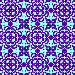 Aqua and Purple Ornate Seamless Pattern