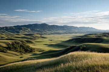 Fototapeta premium explore serene summer landscapes of saskatchewan featuring lush green meadows and picturesque natural beauty across