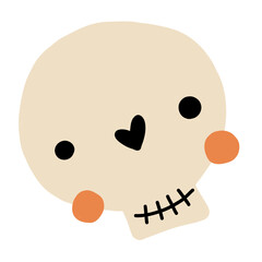 Halloween party ghost skeleton bones cute playful skull vector element for decoration postcard, pattern and designs.
