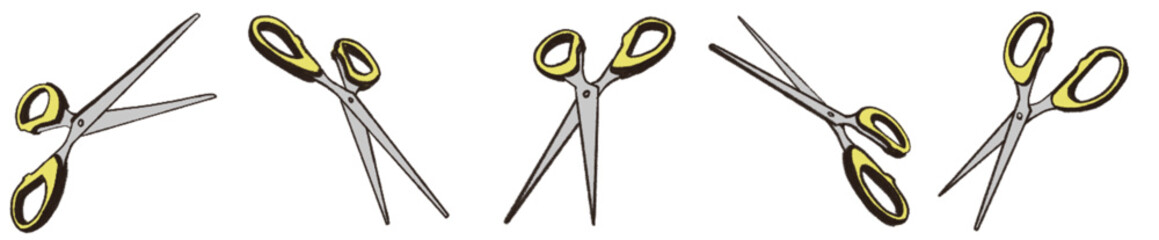 Cartoon Style Scissors Illustration PNG with Yellow Handle for Stationery Design