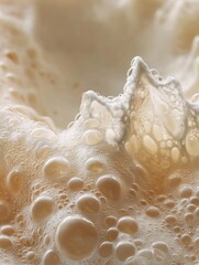 Creamy milk foam creating bubbles and texture