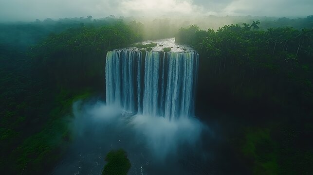 Tropical waterfall landscape