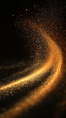 Golden particles swirling on a black background