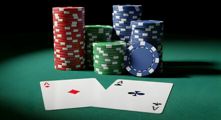 Poker Chips and Aces: A Dramatic Gambling Scene
