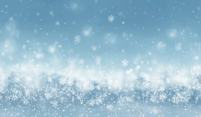Light-blue winter background, snowflakes falling, soft gradient