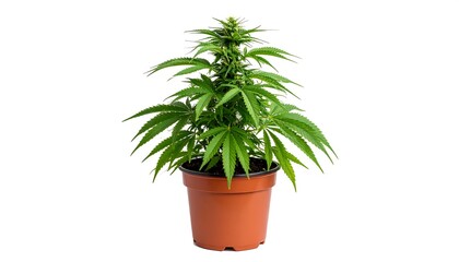 Obraz premium Potted Cannabis Plant on White Background