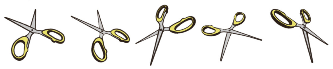 Cartoon Style Scissors Illustration PNG with Yellow Handle for Stationery Design