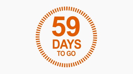 59 days to go, icon, stile, timer, countdown, Count time display with numbers. illustration , business, sale, label button ,promotion clock signs business concept isolated on white background