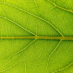 Close-up of a vibrant green leaf's intricate vein structure