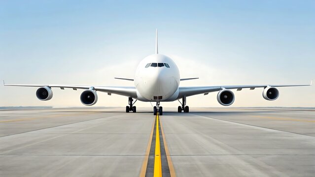 White jumbo jet on tarmac airplane aircraft