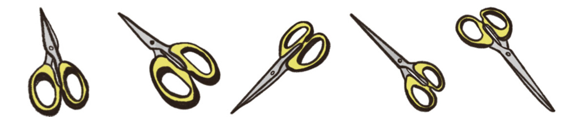 Cartoon Style Scissors Illustration PNG with Yellow Handle for Stationery Design
