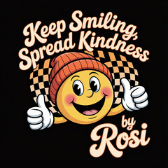 Smiling face with thumbs up and retro text smiley face