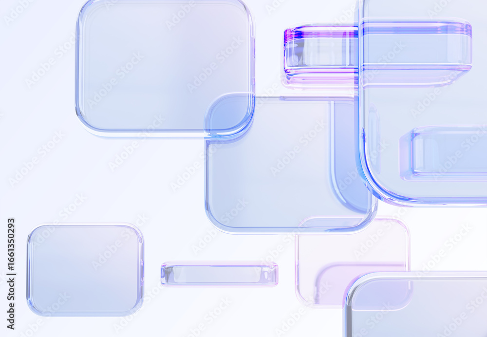 Poster 3d holographic glass morphism abstract geometric block pattern. digital technology background with s